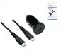 Preview: Chargeur rapide USB pour voiture 20W C avec câble C, chargeur USB pour voiture, câble de charge C vers C, noir, boîte DINIC avec trou européen, 1,50m